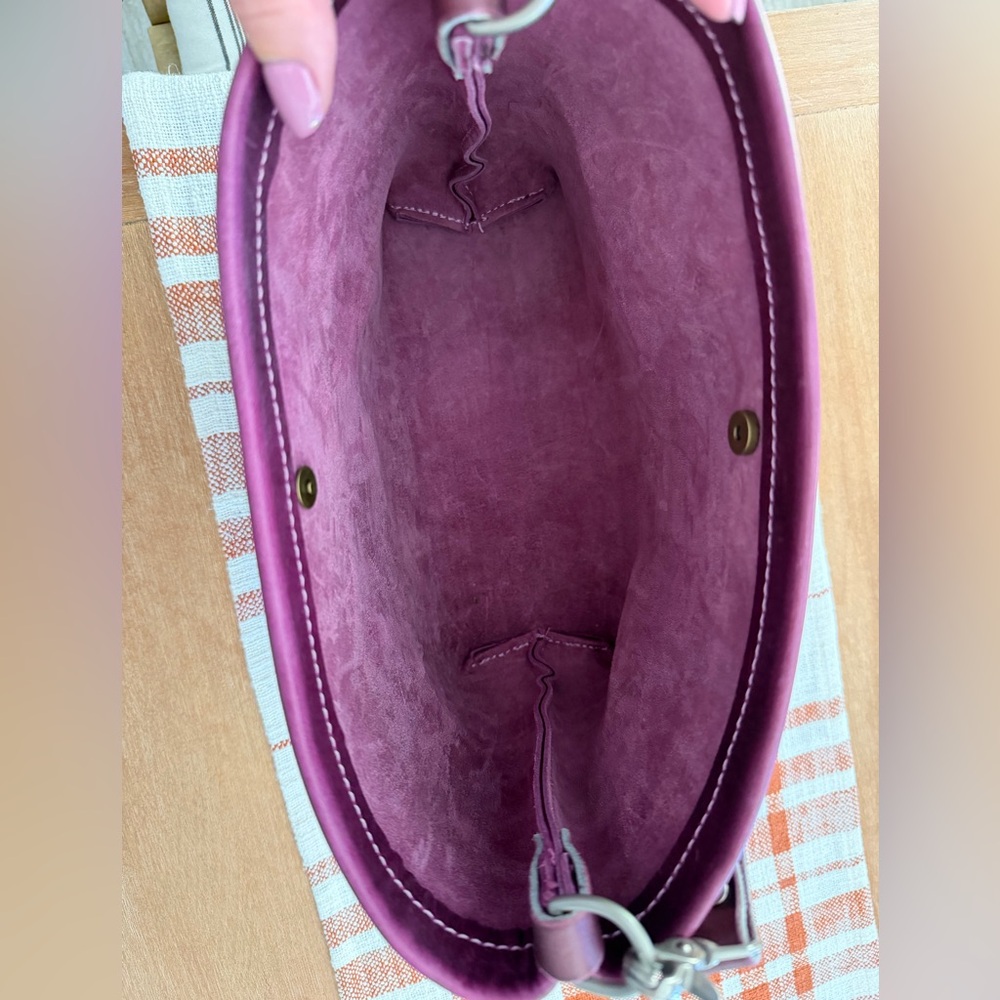 Salish Leathercraft Purple Bucket Bag - Picture 4 of 8
